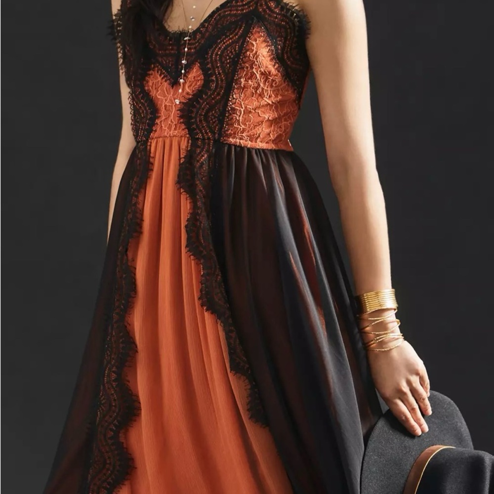 Anthropologie Let Me Be Printed Babydoll Midi Dress